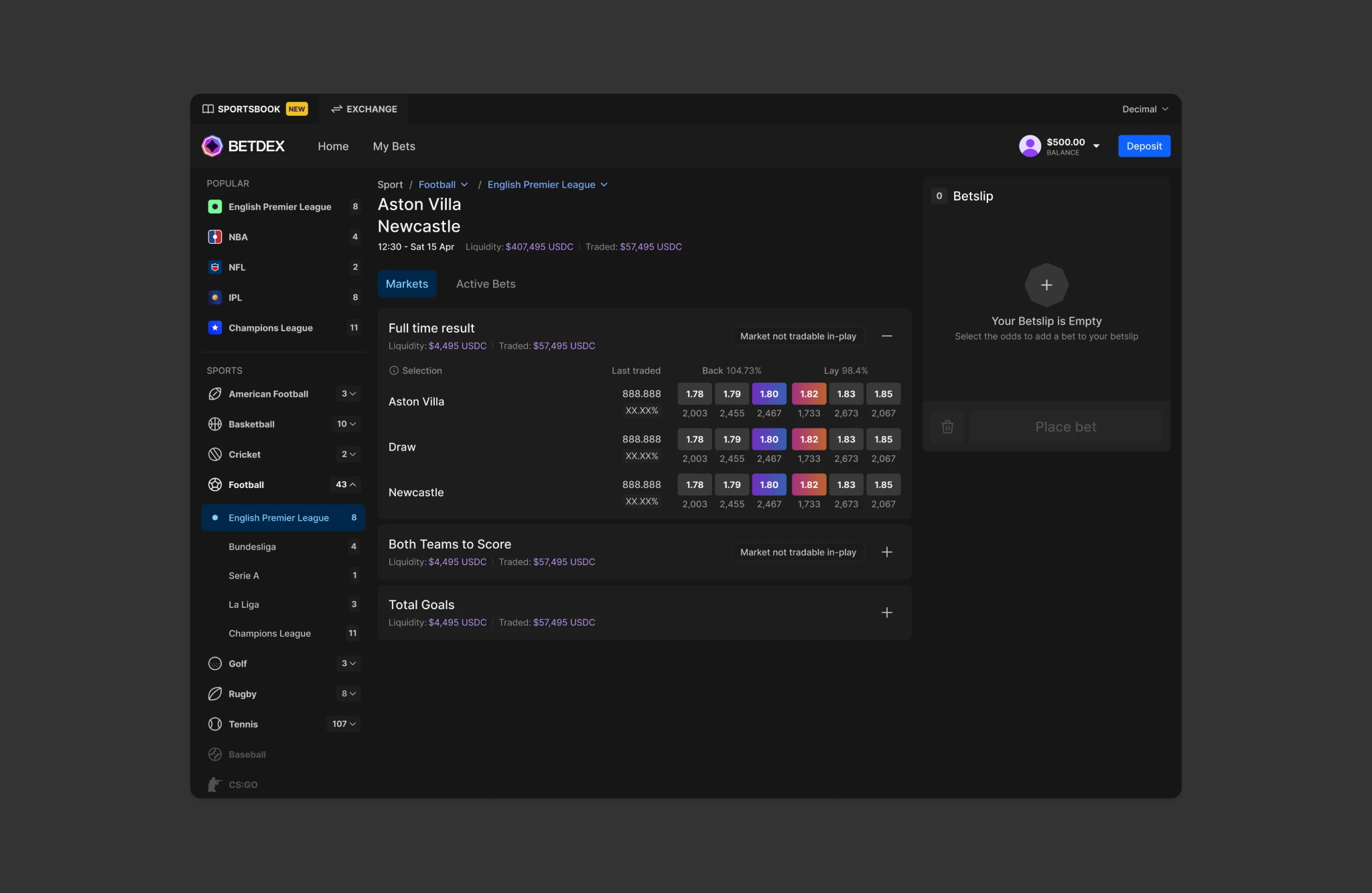 Simplified exchange UI