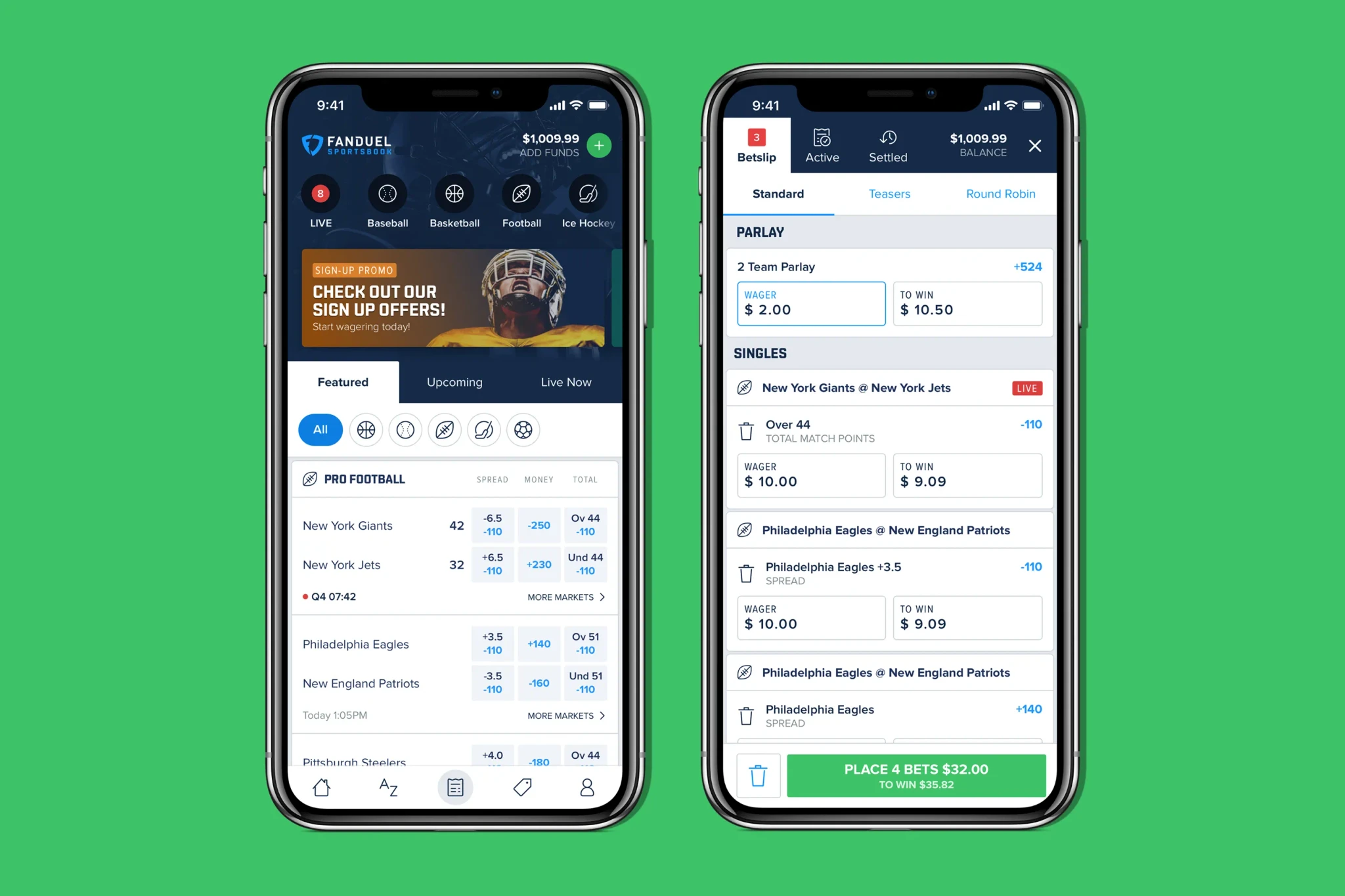Examples of FanDuel branded third party app