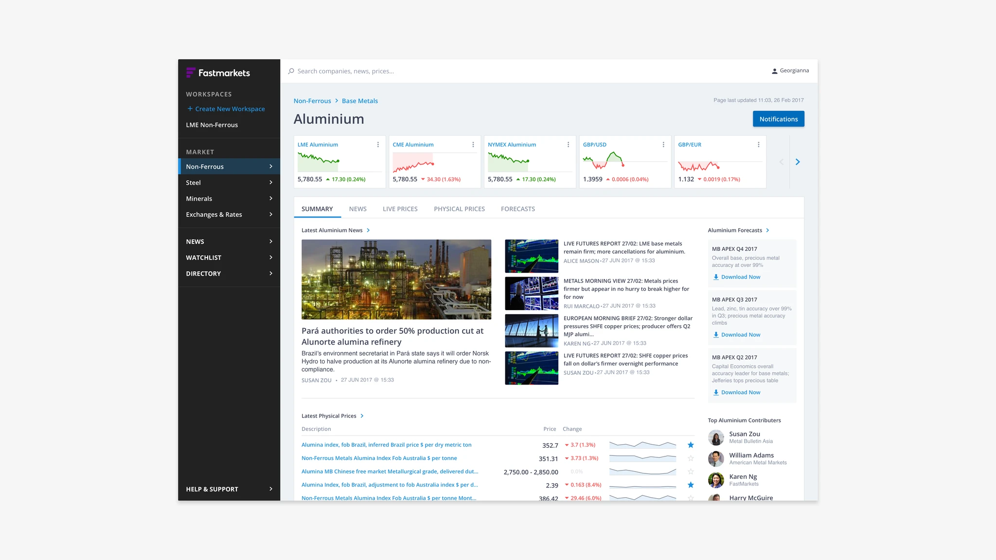 Fastmarkets unified platform final design — screen 3